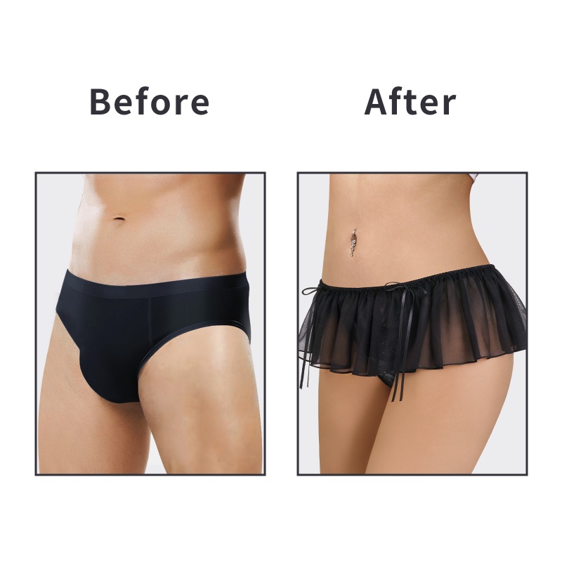 Lace Skort Tucking Gaff Panties Black