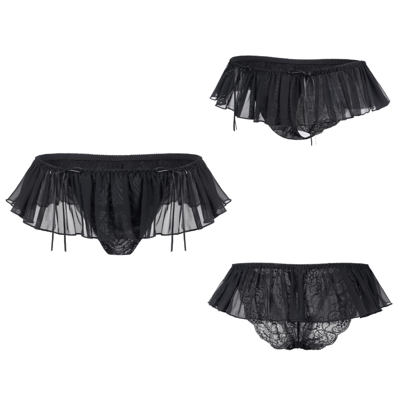 Lace Skort Tucking Gaff Panties Black