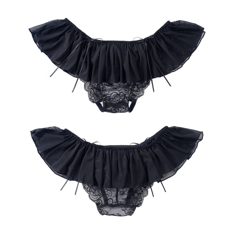 Lace Skort Tucking Gaff Panties Black